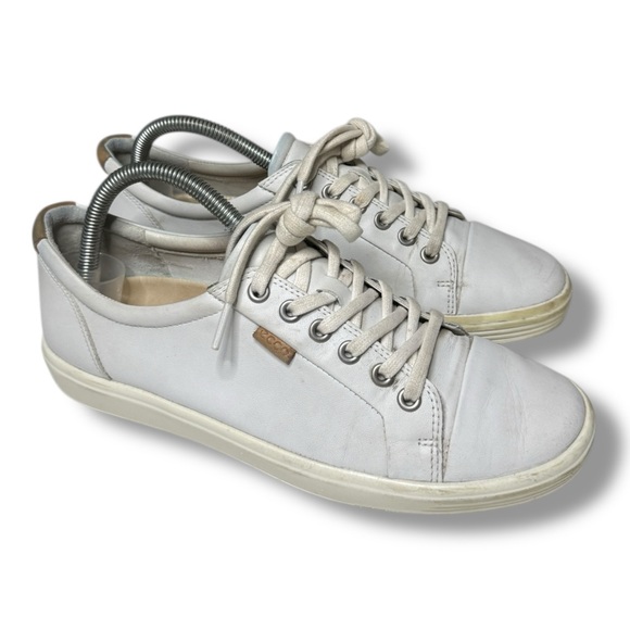 Ecco Shoes - Ecco Soft 8 Womens Size 9 White Athletic Leather Walking Lace Up Shoes Sneakers